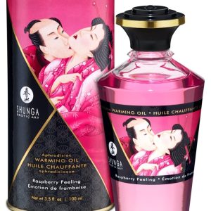 Shunga Aphrodisiac Warming Oil - Blazing Cherry (100ml) Raspberry Feeling (100 ml)