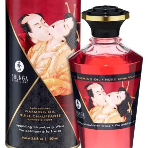 Shunga Aphrodisiac Warming Oil - Blazing Cherry (100ml) Sparkling Strawberry Wine (100 ml)