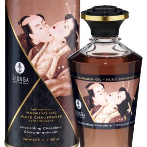 Shunga Aphrodisiac Warming Oil - Blazing Cherry (100ml) Intoxicating Chocolate (100 ml)