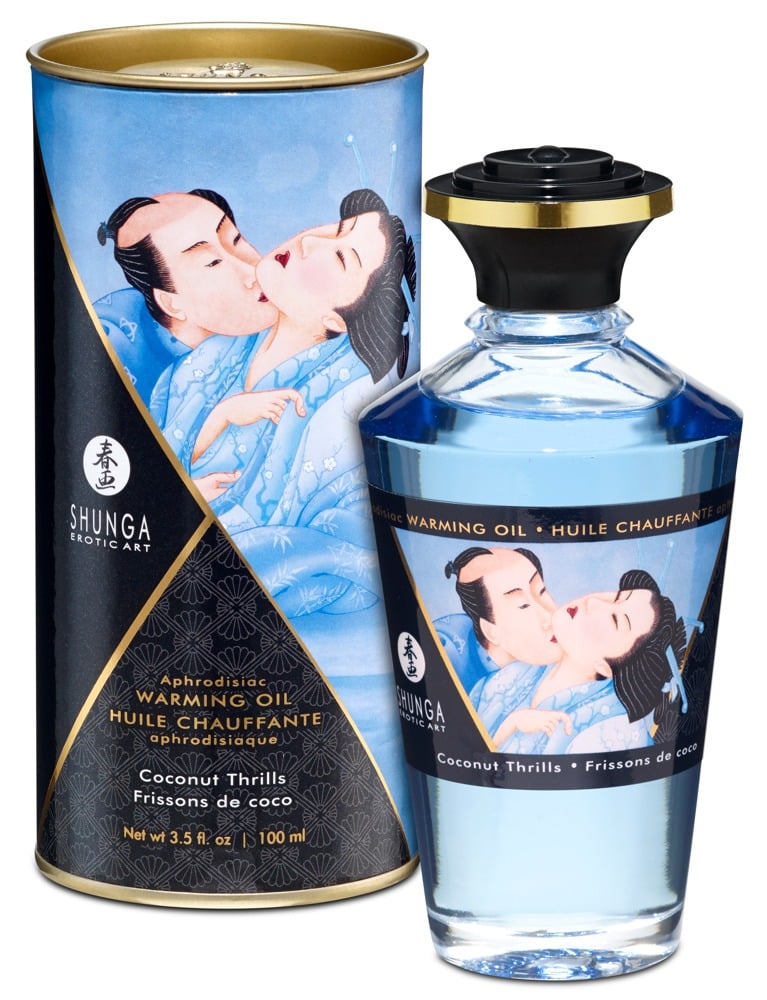 Shunga Aphrodisiac Warming Oil - Blazing Cherry (100ml) Coconut Thrills (100 ml)