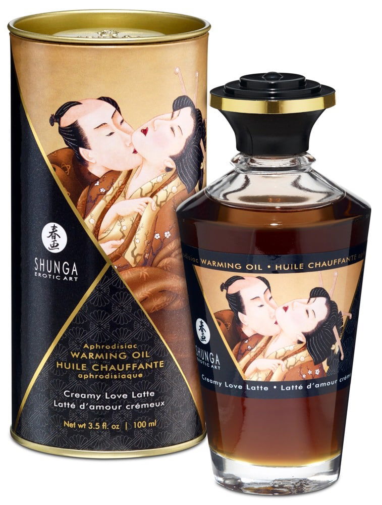 Shunga Aphrodisiac Warming Oil - Blazing Cherry (100ml) Creamy Love Latte (100 ml)