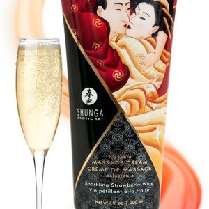 Shunga Kissable Massage Cream - Himbeer Feeling Sparkling Strawberry Wine (200 ml)