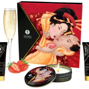 Shunga Geisha's Secret Kit - Sinnliche Massage & Liebesspiele Strawberry Sparkling Wine