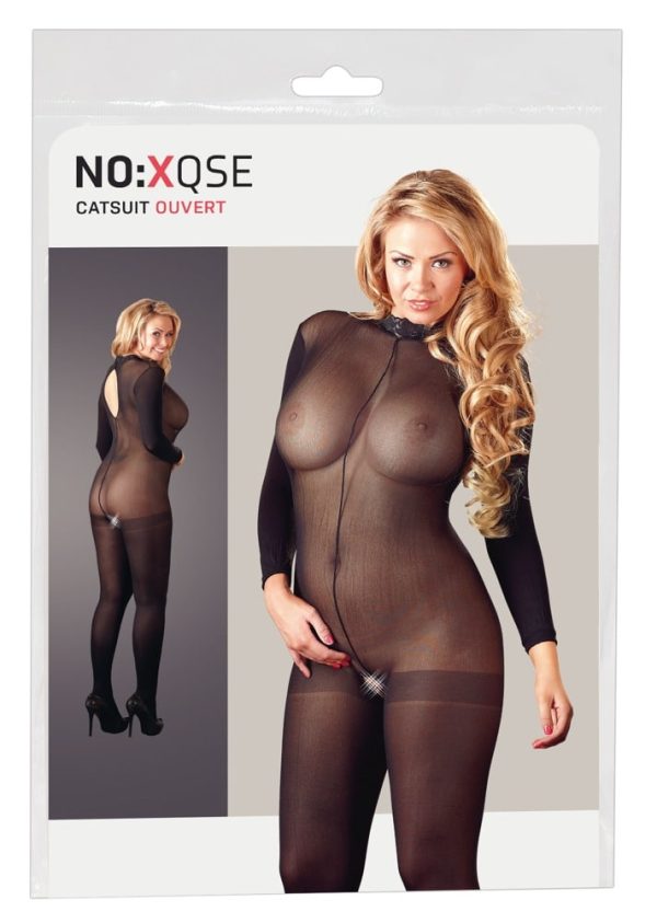 NO:XQSE Catsuit ouvert - Aufregend transparenter Langarm-Catsuit XL/2XL