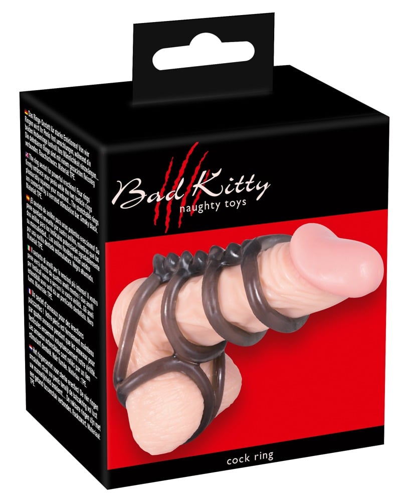 Bad Kitty FlexiRing - Penis-Hoden-Ring mit 6 Ringen Rauchfarben