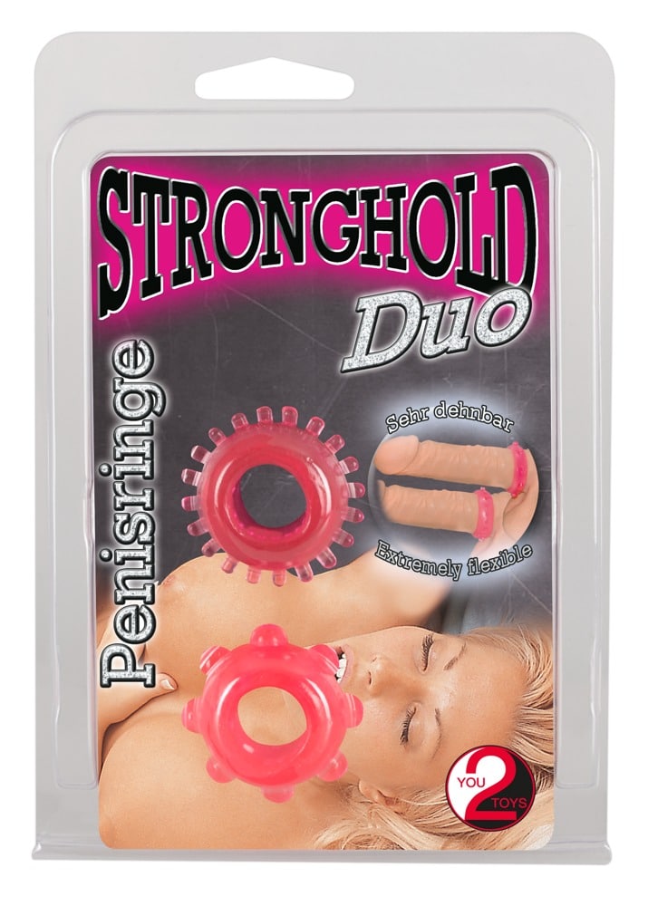 You2Toys Stronghold Duo - 2 genoppte Penisringe im Set pink