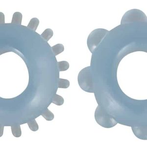 You2Toys - Noppen-Cockring Set für starke Erektionen Hellblau/Transparent