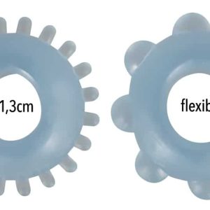 You2Toys - Noppen-Cockring Set für starke Erektionen Hellblau/Transparent