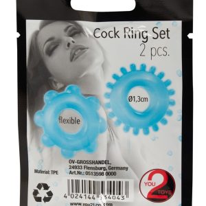 You2Toys - Noppen-Cockring Set für starke Erektionen Hellblau/Transparent