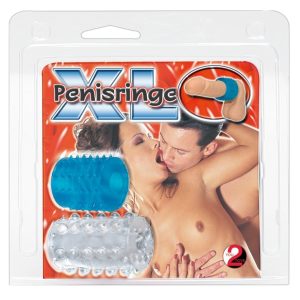 You2Toys Penisring Set - XL, 2 breite Noppenringe blau/transparent (1 Paar)