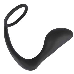 Black Velvets Ring + Plug - Penis-/Hodenring mit Analplug