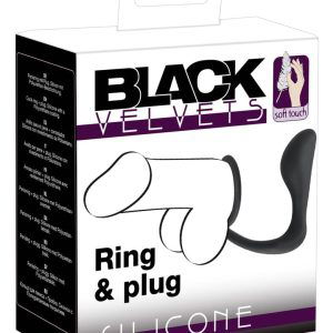 Black Velvets Ring + Plug - Penis-/Hodenring mit Analplug