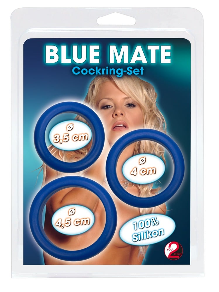 You2Toys Blue Mate 3er Cockring Set - Verlängert Erektion, Hodenschnürung, Silikon