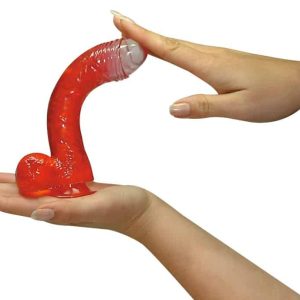 NMC Buttcock Transparent - Biegsamer Dildo mit Saugfuß Rot/Transparent