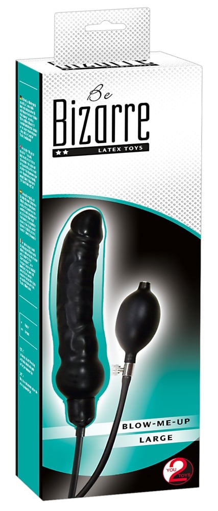 You2Toys Aufpumpbarer Latex-Dildo - Groß, Schwarz