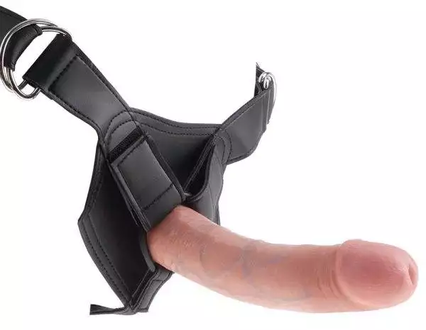 King Cock Strap-On 8Zoll - Verstellbarer Harness mit herausnehmbarem Dildo Hautfarben hell/Schwarz