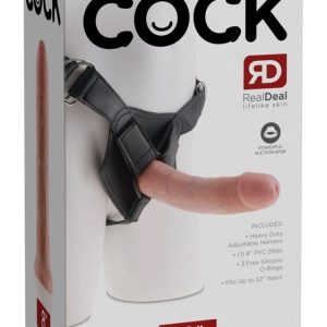 King Cock Strap-On 8Zoll - Verstellbarer Harness mit herausnehmbarem Dildo Hautfarben hell/Schwarz