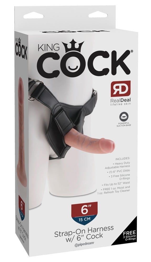 King Cock Strap-On: Verstellbarer Harness mit herausnehmbarem Dildo Light