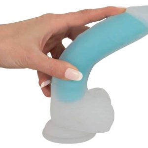 You2Toys Glow in the Dark Dildo - Naturdildo mit Saugfuß Milchig, Türkis