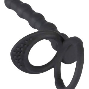 Black Velvets Doppelring mit Analdildo - Perfekter Halt und doppelte Penetration