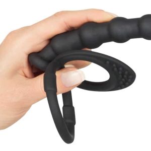 Black Velvets Doppelring mit Analdildo - Perfekter Halt und doppelte Penetration