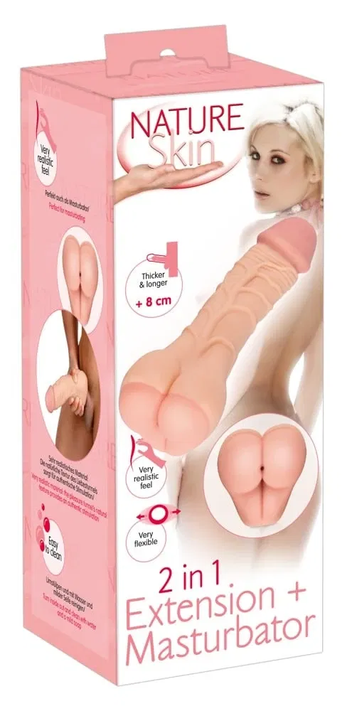 Nature Skin 2in1 Extension+Mas - Penisvergrößerung und Masturbator
