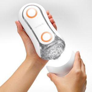 TENGA Flip Orb - Blowjob-Simulation & 2-Punkte-Stimulation Weiß/Transparent/Orange