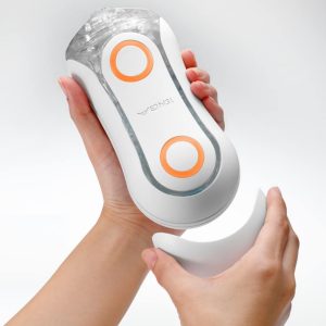 TENGA Flip Orb - Blowjob-Simulation & 2-Punkte-Stimulation Weiß/Transparent/Orange