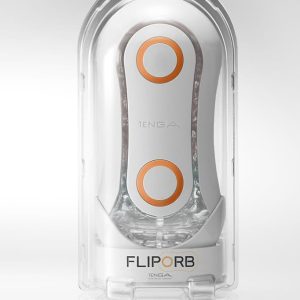 TENGA Flip Orb - Blowjob-Simulation & 2-Punkte-Stimulation Weiß/Transparent/Orange