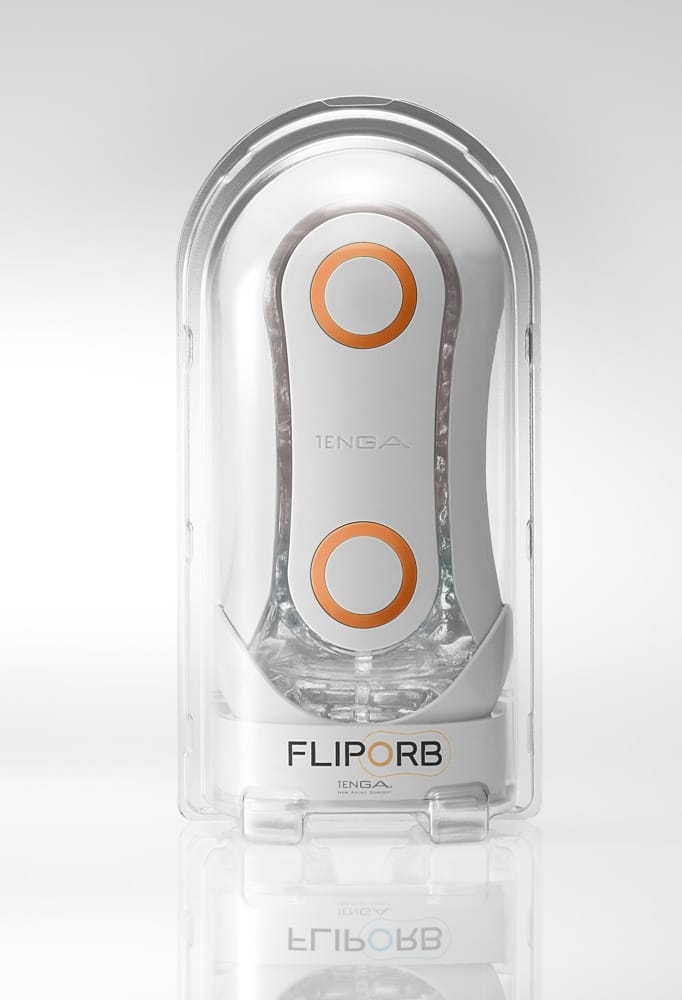 TENGA Flip Orb - Blowjob-Simulation & 2-Punkte-Stimulation Weiß/Transparent/Orange