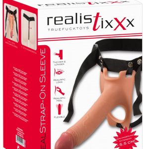 Realistixxx Penis-Upgrade: Strap-On Sleeve Hautfarben hell/Schwarz