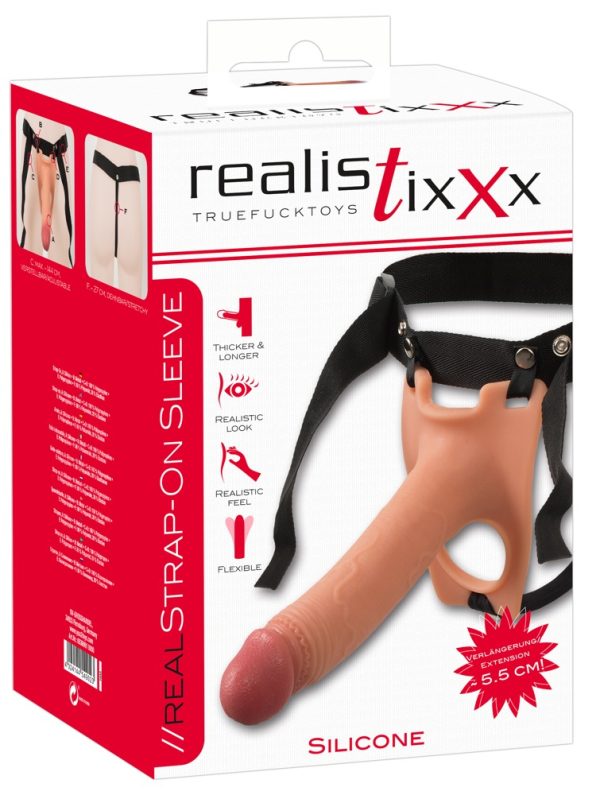 Realistixxx Penis-Upgrade: Strap-On Sleeve Hautfarben hell/Schwarz