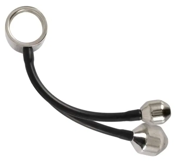 You2Toys Metall-Penisring mit Plug-Gewichten Silber/Schwarz