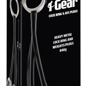 You2Toys Metall-Penisring mit Plug-Gewichten Silber/Schwarz