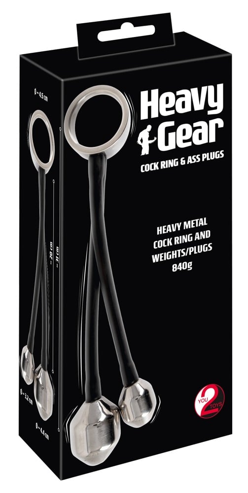 You2Toys Metall-Penisring mit Plug-Gewichten Silber/Schwarz