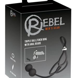 Rebel Triple Ball/Cock Ring mit Analkugeln - Silikon