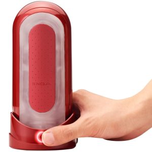 TENGA Flip 0 Red Warmer - Aufklappbarer Masturbator mit Heizstab Rot/Transparent