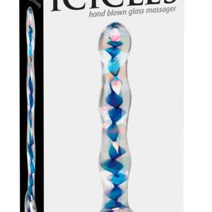 Icicles Glasdildo - Heiß oder kalt ein Genuss! Transparent/Blau