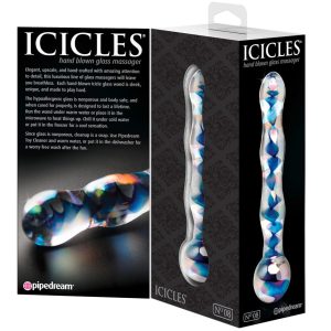 Icicles Glasdildo - Heiß oder kalt ein Genuss! Transparent/Blau