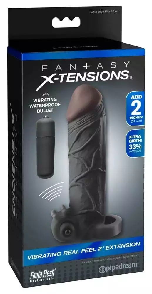 05407730000_verp Fantasy X-TENSIONS - Penisverlängerung mit Vibration Hautfarben dunkel/Schwarz