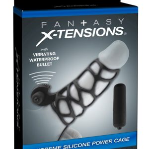 Fantasy X-TENSIONS - Silikon-Penismanschette mit Vibration Schwarz