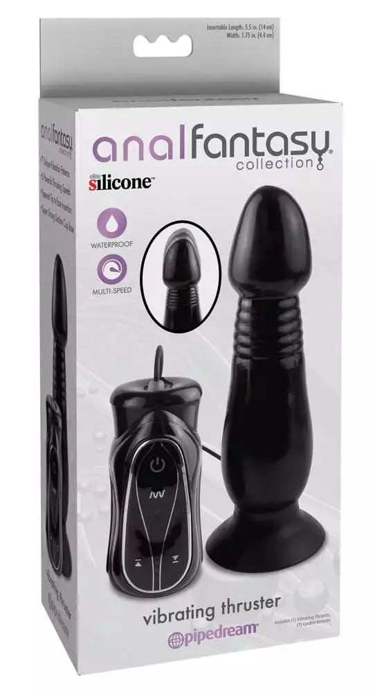 Analfantasy Collection - Vibrating Thruster: Stoßfunktion, 7 Vibrationsmodi Schwarz/Silber