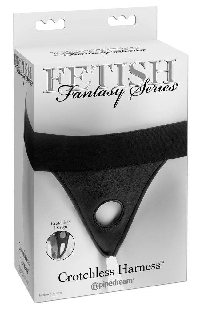 Fetish Fantasy Series Crotchless Harness - Leder-Optik, Schrittoffen, Größenverstellbar