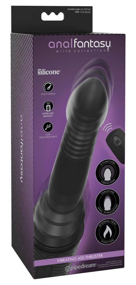 Anal Fantasy Elite - Stoßvibrator mit Heizfunktion und Fernbedienung Schwarz