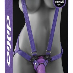 Dillio Schulterträger Harness mit Naturdildo Lila/Schwarz