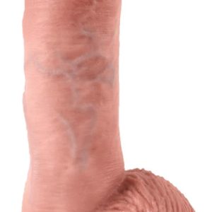 King Cock Flexi Vibe - Vibrator mit Multispeed-Vibration, biegbarem Schaft und Hoden Hautfarben hell/Schwarz