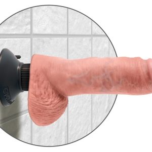 King Cock Flexi Vibe - Vibrator mit Multispeed-Vibration, biegbarem Schaft und Hoden Hautfarben hell/Schwarz