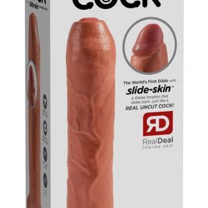 King Cock Uncut Light - Realistischer Naturdildo mit beweglicher Vorhaut Tan