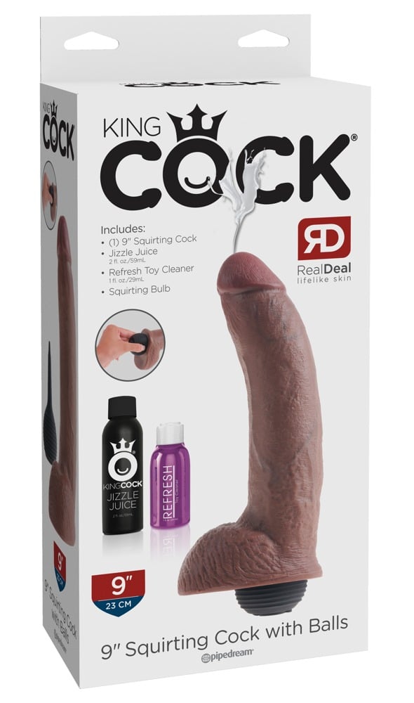 King Cock - Spritzender Dildo mit Ball Brown