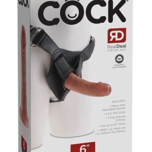 King Cock Strap-On: Verstellbarer Harness mit herausnehmbarem Dildo Tan